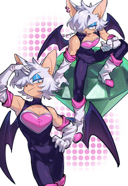 anthro armwear bat_ears bat_wings black_bodysuit black_clothing black_skinsuit blue_eyeshadow bodysuit boots bulge chest_window cleavage_cutout clothed clothed_anthro clothed_male clothing crossgender cute_fangs cutout ear_piercing ear_ring elbow_gloves eyelashes eyeshadow fangs femboy footwear ftm_crossgender fur gloves hair hair_over_eye half-closed_eyes handwear high_heeled_boots high_heels looking_at_viewer makeup male male_anthro master_emerald membrane_(anatomy) membranous_wings narrowed_eyes navel_outline pattern_background piercing ring_piercing shoes simple_background skinsuit skintight_suit solo tan_body tan_skin teeth tight_clothing tongue tongue_out white_body white_clothing white_fur white_gloves white_handwear wings yonojimo sega sonic_the_hedgehog_(series) rogue_the_bat_(nikkikaji) rouge_the_bat bat mammal colored hi_res shaded
