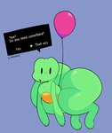 ambiguous_gender balloon big_butt butt dialogue floating huge_butt hyper hyper_butt inflatable simple_background solo text thick_thighs mokawuf earthbound_(series) nintendo amphibian frog absurd_res english_text hi_res