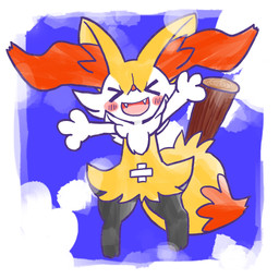 >o< ambiguous_anthro ambiguous_gender anthro bandage_on_belly biped blush blush_stickers border cute_fangs digitigrade dipstick_tail fangs front_view log markings object_in_tail open_mouth open_smile outstretched_arms simple_background smile snout solo tail tail_markings teeth white_border wood annyui0611 nintendo pokemon braixen canid generation_6_pokemon mammal pokemon_(species) 1:1 2024 digital_drawing_(artwork) digital_media_(artwork) full-length_portrait hi_res japanese_description portrait translated_description