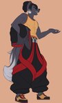 absurd_res anthro black_sclera canid canine canis clothed clothing dreadlocks hi_res male mammal metaru_alseif_(daiyo) neozoa red_eyes simple_background solo wolf