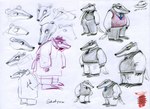 anthro bottomwear bow_tie clothing hat headgear headwear male necktie pants slightly_chubby solo standing sweater sweater_vest topwear vest natalia_grofpel beastly_crimes beastly_crimes_(2024) chief_badger badger mammal mustelid musteline concept_art official_art sketch