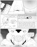 2016 4:5 angry ball black_and_white canid canine canis city_wall comic dialogue digital_drawing_(artwork) digital_media_(artwork) duo english_text fangs feral gaping_mouth greyscale hi_res human macro male mammal monochrome mouth_shot open_mouth palate s2-freak schwarzpelz teeth text throat tongue uvula wish wolf wounded