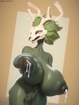 anthro antlers areola big_areola big_breasts big_hair big_nipples black_sclera bodily_fluids bone breast_grab breast_rest breasts female fingering green_body green_hair hair hand_on_breast horn huge_areola huge_breasts huge_nipples hyper hyper_breasts lactating looking_at_viewer nipple_fetish nipple_fingering nipple_penetration nipple_play nipples nude penetration puffy_areola puffy_nipples sagging_breasts simple_background skull skull_head smile solo thick_thighs conditional_dnp orilas welwraith wicker_(welwraith) deer mammal 2025 3:4 3d_(artwork) absurd_res blender_(artwork) digital_media_(artwork) hi_res