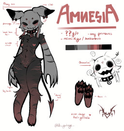 anthro big_hands black_body black_fur collar ear_piercing eyeless female flat_chested fur genitals grey_body grey_fur heart_nipples nipples occult_symbol pawpads paws pentagram piercing red_body red_fur solo spade_tail spiked_collar spikes striped_body striped_fur stripes symbol tail vulva h0t-garbage nintendo pokemon amnesia_(h0t-garbage) generation_7_pokemon hybrid mimikyu pokemon_(species) succubus absurd_res colored hi_res model_sheet signature