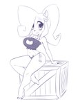 2016 activision anthro bandicoot bell big_breasts breasts cat_lingerie choker cleavage_cutout clothed clothing coco_bandicoot crash_bandicoot_(series) crate cutout digital_drawing_(artwork) digital_media_(artwork) eyebrows feet female fingers hair hi_res jewelry line_art lingerie long_hair looking_at_viewer mammal marsupial monochrome navel necklace nitro ponytail simple_background sitting solo toes white_background