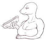 5_fingers clothed clothing eating female fingers food food_fetish hot_dog innuendo neck_bulge simple_background solo suggestive suggestive_food swallowing white_background fake_anna reptile scalie snake 2021 2d_animation animated digital_drawing_(artwork) digital_media_(artwork) hi_res short_playtime