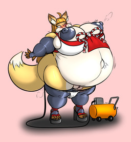 air_compressor air_from_nipple air_inflation anthro areola armwear asian_clothing belly belly_expansion big_areola big_belly big_breasts big_nipples bottomwear breasts butt clothed clothing east_asian_clothing expansion female footwear fur genitals hair hose hose_in_butt hose_inflation huge_belly huge_breasts huge_nipples hyper hyper_belly inflation inner_ear_fluff japanese_clothing legwear miko_outfit navel navel_popping nipples outie_navel puffy_areola puffy_nipples shrine_maiden simple_background stockings tail thick_thighs tuft underwear dragonfron canid canine canis fox mammal 2025 digital_media_(artwork)