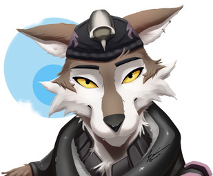 anthro brown_body brown_fur clothing fur hat headgear headwear male smile solo white_body white_fur yellow_eyes enoxarts epic_games fortnite wendell_(fortnite) canid canine canis mammal wolf absurd_res clip_studio_paint_(artwork) digital_drawing_(artwork) digital_media_(artwork) hi_res portrait