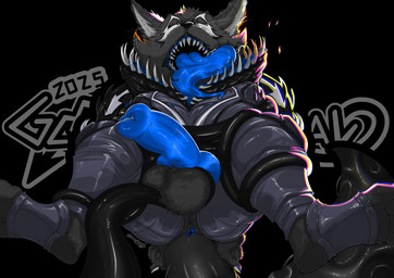 animal_genitalia animal_penis anthro anus armor armor_plates black_body blue_penis bodily_fluids canine_genitalia canine_penis clenched_teeth clothed clothing duo ears_up feet fur genital_fluids genitals intersex intersex/male knight knot knotted_penis long_tongue male male/male multicolored_body paws penis precum questionable_consent raised_tail saliva saliva_on_tongue saliva_string simple_background solo solo_focus tail teeth teeth_showing tentacles tentacles_around_legs tentacles_everywhere tentacles_on_male tongue warrior white_eyes irrationalgeek guardians_of_the_galaxy marvel rocket_raccoon venom_(marvel) venom_raccoon animal_humanoid humanoid mammal mammal_humanoid procyonid procyonid_humanoid raccoon raccoon_humanoid absurd_res hi_res