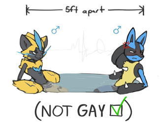 anthro blush cross-popping_vein duo five_feet_apart looking_away male male/male no_homo partially_submerged simple_background smug smug_face swimming_pool duckerzzart nintendo pokemon generation_4_pokemon generation_7_pokemon legendary_pokemon lucario pokemon_(species) zeraora hi_res