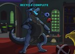 after_vore airborne_object anthro belly big_belly blue_eyes bodily_fluids bookshelf burping burping_up_object cauldron crouching crown detailed_background dialogue digestion fatal fatal_vore furniture gameplay_mechanics group headgear hiding loot machine male male_pred oral_vore saliva sculpture slightly_chubby slightly_chubby_anthro solo_focus statue stealth table vore window sillywerwolf r.e.p.o. semibot_(r.e.p.o.) android robot synth_(vader-san) digital_media_(artwork) hi_res