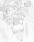 anus balls bodily_fluids erection feral fur genitals male nude open_mouth pawpads paws penis solo tears teeth okunawa nintendo pokemon canid canine generation_5_pokemon mammal pokemon_(species) zorua black_and_white monochrome sketch traditional_media_(artwork)