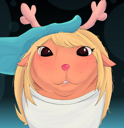 ambiguous_gender anthro antlers blonde_hair blue_body blue_skin brown_body brown_fur buckteeth clothing duo female front_view fur hair headpat horn red_nose teeth white_clothing peya029 deltarune undertale_(series) kris_dreemurr noelle_holiday deer human mammal new_world_deer reindeer 2026 digital_drawing_(artwork) digital_media_(artwork) hi_res meme spanish_description