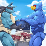 2d_animation absurd_res animated anthro avian beak big_pecs big_penis bird blue_body blue_fur blush bodily_fluids building building_penetrated building_sex canid canine cum cum_inside double_penetration duo erection excessive_cum excessive_genital_fluids eyes_closed falco_lombardi frottage fur generation_4_pokemon genital_fluids genitals hi_res humanoid_genitalia humanoid_penis internal latea_hyena lucario macro maldu male male/male male_penetrating mammal motion_tweening muscular muscular_male nintendo nipples no_sound non-mammal_nipples orgasm pecs penetration penile penis pokemon pokemon_(species) sex short_playtime spines star_fox webm worship