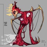 anthro bone crown feral flesh form glowing glowing_eyes headgear macro male male/male solo true_form wings elweysombra sombra_(elweysombra) demon monster 1:1 hi_res