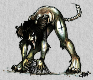 alternative_fashion anthro black_hair cross digitigrade emaciated female glamfur goth hair inverted_cross long_hair scratch solo tail tongue tongue_out zeriara lemur mammal primate strepsirrhine undead zombie