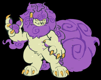 4_claws ambiguous_gender anthro belly big_feet big_hands big_tail black_background claws colored_fire crotch_tuft digitigrade eyelashes featureless_crotch feet feline_nose finger_claws fire flaming_ankles flaming_arms flaming_hair flaming_mane flaming_tail flat_chested fluffy fluffy_mane fluffy_tail fur huge_tail intimidation mane multi_nipple musclegut muscular muscular_ambiguous muscular_anthro nipples nude pawpads pseudo_hair pseudo_mane purple_body purple_fire purple_fur purple_mane purple_nipples purple_pawpads simple_background slightly_chubby slightly_chubby_ambiguous slightly_chubby_anthro snaggle_teeth solo stern_look swirl swirl_(marking) tail teats three-quarter_view toe_claws tuft white_body white_fur wide_hips wisps yellow_claws yellow_eyes serafphim asian_mythology east_asian_mythology japanese_mythology mythology viv_(serafphim) felid foo_dog komainu lion mammal pantherine yokai 2025 full-length_portrait hi_res portrait sketch female_(lore)