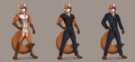 4_toes 5_fingers anthro belt clock clothed clothing ears_up eyewear feet fingers fur glasses looking_away male nude orange_body orange_fur paws pose red_body red_fur smile solo standing tail toes watch white_body white_fur koul scott_(scottthefox94) canid canine fox mammal