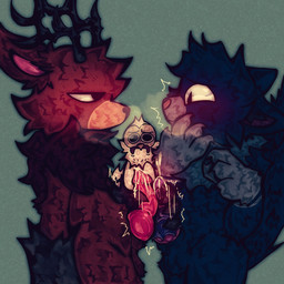 anthro antlers balls black_eyes brown_body brown_fur fur genitals group horn male male/male open_mouth tail thick_thighs trio white_body white_fur 99_nights_in_the_forest roblox cat_(99_nights_in_the_forest) deer_(99_nights_in_the_forest) owl_(99_nights_in_the_forest) deer domestic_cat felid feline felis mammal monster 1:1 digital_media_(artwork) hi_res