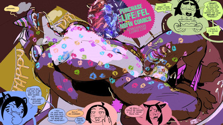 advertisement anthro balls birthday birthday_cake birthday_gift birthday_party birthday_sex black_body bound cake clothing dessert dialogue female food genitals hair hands_tied hat headgear headwear kiss_mark legs_tied lipstick lipstick_on_balls lipstick_on_body lipstick_on_face lipstick_on_penis makeup male party_hat penis pink_cuffs profanity raccoon_tail sex solo speech_bubble submissive submissive_male text tied_down white_hair kenno_arkkan my_life_with_fel mythology alex_(my_life_with_fel) draccy fel_(my_life_with_fel) green_(my_life_with_fel) mugger_(my_life_with_fel) animal_humanoid canid canine dragon felid fox humanoid mammal mythological_creature mythological_scalie pantherine reptile scalie snake tiger 16:9 2026 adversarial_noise digital_media_(artwork) english_text hi_res widescreen
