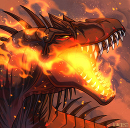 ambiguous_gender angry black_markings breath_powers elemental_manipulation feral fire fire_breathing fire_from_mouth fire_manipulation markings multicolored_body nude open_mouth outside red_body sharp_teeth solo spikes spikes_(anatomy) teeth tongue yellow_sclera kagestaldani acrocanthosaurus allosauroid carcharodontosaurid dinosaur prehistoric_species reptile saurischian scalie theropod 2026 colored digital_drawing_(artwork) digital_media_(artwork) shaded