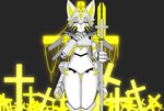 anthro armor breasts canid canine cross female flaring fox hand_on_breast hi_res kemono kemonoyao looking_down machine mammal mecha pike_(weapon) robot solo standing wings