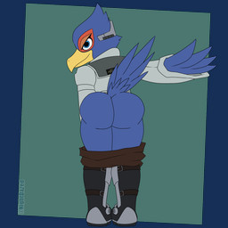 anthro beak blue_body blue_feathers butt clothing feathers male mooning smile smirk spanking_self nightdazed nintendo star_fox super_smash_bros. falco_lombardi avian 1:1 animated hi_res loop