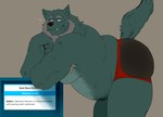 anthro arm_tuft armpit_hair barazoku beard belly belly_tuft big_belly black_nose body_hair butt clothed clothing elbow_tuft facial_hair fangs fishnet_clothing fishnet_underwear hand_on_chin head_tuft looking_at_viewer male markings mature_anthro mature_male mole_(marking) moobs musclegut muscular smile smug_eyes solo sparkles tail tail_tuft teeth text tuft underwear underwear_only sinfulspikes canid canine canis mammal wolf english_text hi_res