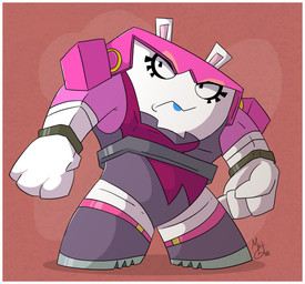 4_fingers anthro black_eyes blue_lipstick boots border brown_background closed_frown clothed clothed_anthro clothed_female clothing eyelashes female female_anthro fingers fist footwear frown fur furrowed_brow green_wristband grey_boots grey_clothing grey_footwear grey_leotard hair leotard light lipstick long_ears makeup mouth_closed muscular muscular_female noseless pigtails pink_clothing pink_hair pink_leotard rock shoes simple_background solo square_eyes tan_inner_ear white_body white_border white_fur mrgametv1994 mario_plus_rabbids_sparks_of_hope nintendo raving_rabbids rayman_(series) ubisoft bedrock_(mario_plus_rabbids) elemental_creature hybrid lagomorph mammal mineral_fauna rabbid rock_creature 2023 absurd_res cel_shading colored crossover digital_drawing_(artwork) digital_media_(artwork) english_description flat_colors full-length_portrait hi_res lighting portrait shaded