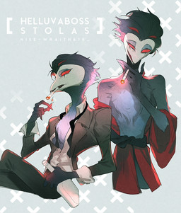 anthro black_body cigarette male smoking solo wraith615 hellaverse helluva_boss stolas_(helluva_boss) avian bird demon owl hi_res