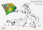 anthro backpack duo female grumpy humor inktober2024 map navigator sunny_way inktober alirfesta_felastis sunny_way_(character) equid equine horse ki'rinaes mammal digital_media_(artwork) hi_res sketch