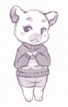 anthro barefoot biped black_eyes blush bottomwear clothed clothing eyelashes feet female fur looking_at_viewer shorts shy simple_background solo standing sweater topwear white_background crookedtrees animal_crossing nintendo flurry_(animal_crossing) cricetid hamster mammal rodent greyscale monochrome