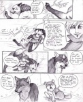 ambiguous_gender canid canine canis comic coop_(wrng) dialogue digitigrade english_text feral graphite_(artwork) greyscale group human male mammal monochrome natsume_(wrng) natsumewolf oz_(wrng) pencil_(artwork) quadruped rikku tail text traditional_media_(artwork) wolf wolf's_rain wolf's_rain_next_generation