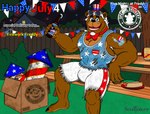 alcohol arm_tattoo beer beer_bottle beverage blue_eyes bottle bow_tie bulge claws clothing container fireworks food hair hat headgear headwear holidays hot_dog male plantigrade red_bow_tie tattoo top_hat torn_clothing white_hair sondinker_fazbear's 4th_of_july five_nights_at_freddy's five_nights_at_freddy's_ar scottgames firework_freddy_(fnaf) freddy_(fnaf) bear mammal 2020