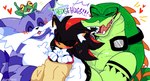 anthro black_body black_fur blush electronics feral fur green_body group headphones headphones_around_neck heart_symbol hug male male/male muscular overweight pecs purple_body purple_fur striped_body striped_fur stripes trio ohposhers sega sonic_the_hedgehog_(series) big_the_cat froggy_(sonic) shadow_the_hedgehog vector_the_crocodile amphibian crocodile crocodilian domestic_cat eulipotyphlan felid feline felis frog hedgehog mammal reptile scalie hi_res