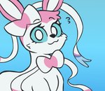 :3 female feral nervous smile solo naachi nintendo pokemon eeveelution generation_6_pokemon pokemon_(species) sylveon simple absurd_res hi_res