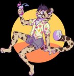 aloha_shirt anthro barefoot beverage black_hair blep bottomwear brown_spots clothed clothing drink_umbrella drinking_straw feet fully_clothed fur grey_bottomwear grey_clothing grey_shorts hair hindpaw holding_beverage holding_glass holding_object looking_at_viewer male markings pattern_clothing pattern_shirt pattern_topwear paws pink_nose pink_tongue plantigrade purple_eyes shirt shorts silly_straw simple_background sitting smile solo spots spotted_body spotted_fur tail tan_body tan_fur teeth tongue tongue_out topwear whisker_spots jaspering clouded_leopard felid mammal pantherine 2019 alpha_channel cel_shading digital_drawing_(artwork) digital_media_(artwork) full-length_portrait hi_res portrait shaded