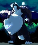 ambiguous_gender ambiguous_prey anthro belly big_belly bloated hand_on_belly male male_pred night plant rumbling_stomach shrub squirming tree vore wildside damachi_wolf canid canine canis mammal wolf 2020 hi_res