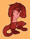 anthro fur male red_body red_fur shy solo tail thick_arms olympiaxylaige mythology palace_(character) dragon furred_dragon furred_scalie mythological_creature mythological_scalie scalie