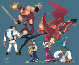 anthro black_boots black_clothing black_footwear black_gloves black_hair black_handwear black_suit blonde_hair blue_eyes boots bottomwear brown_hair buckteeth butt clothing denim denim_bottomwear denim_clothing denim_shorts female feral footwear gloves hair handwear holding_melee_weapon holding_object holding_sword holding_weapon jacket male melee_weapon muscular muscular_male pants purple_clothing purple_footwear purple_sandals red_boots red_bottomwear red_clothing red_footwear red_jacket red_nose red_pants red_topwear sandals shoes shorts skateboard suit sword teeth topwear vehicle weapon white_boots white_clothing white_footwear white_suit startboii american_dragon:_jake_long brandy_and_mr._whiskers dave_the_barbarian disney mythology phineas_and_ferb the_replacements brandy_harrington dave_(dave_the_barbarian) dick_daring faffy_(dave_the_barbarian) ferb_fletcher jake_long lula_(dave_the_barbarian) mr._whiskers phineas_flynn dragon eastern_dragon human mammal mythological_creature mythological_scalie scalie stepbrother_(lore) stepbrothers_(lore) stepsibling_(lore)