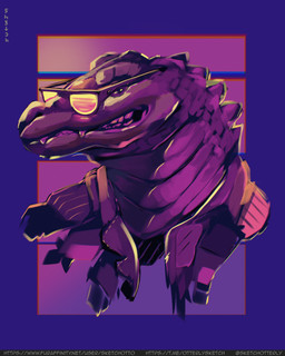 eyewear eyewear_on_head male solo sunglasses sunglasses_on_face sunglasses_on_head synthwave text wearing_sunglasses sketchotterly alligator alligatorid crocodilian reptile scalie 4:5 absurd_res hi_res url
