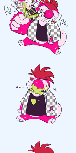 ambiguous_gender anthro bite bottomless brown_hair clothed clothing clown clown_nose death duo eyewear geiger_counter glasses growling hair hard_vore hazard_symbol mohawk motion_lines open_mouth paws radiation_symbol realistic_hand shirt shirt_only simple_background size_difference sound_effects symbol tail teeth text topwear topwear_only tusks vore white_background white_eyes plentyofsoup cartoon_network powerpuff_girls snake_(powerpuff_girls) soup_(plentyofsoup) humanoid reptile scalie snake unknown_species absurd_res comic digital_media_(artwork) handwritten_text hi_res long_image tall_image