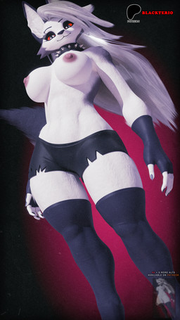 anthro black_bottomwear black_clothing black_shorts bottomwear breasts clothed clothing ears_up female female_anthro hair looking_at_viewer nipples shorts solo topless topless_female white_body white_hair blackterio dogzeela_(modeler) blender_cycles hellaverse helluva_boss loona_(helluva_boss) 3d_(artwork) 9:16 alternate_version_at_paywall alternate_version_at_source blender_(artwork) digital_media_(artwork) hi_res