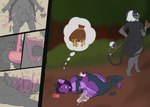 animal_genitalia anthro ballbusting balls big_balls big_butt black_body bodily_fluids butt clenched_teeth clothing cock_and_ball_torture cum cum_on_ground cum_on_penis duo exposed female forest gem genital_fluids genital_torture genitals gold_(metal) hair hammer horn impact_lines jewelry lying magic magic_user male male/female nude on_side penis plant potion precum purple_body purse rear_view rock sheath staff tail tears teeth tools torn_clothing tree violence walking white_hair rafitos asian_mythology east_asian_mythology japanese_mythology mythology plum_(plumbold) demon kobold oni scalie yokai absurd_res comic hi_res