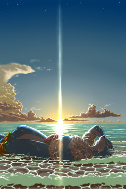 beach clothing detailed_background erection genitals male outside penis sand sea seaside shirt sky solo sun t-shirt topwear underwear water run_aki canid canine canis mammal wolf hi_res