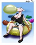 anthro balloon balloon_support big_breasts breasts clothed clothing female genitals huge_breasts hyper hyper_breasts imminent_popping inflatable inflatable_support inflating_balloon latex lips maid_uniform nipple_outline no_underwear on_balloon popped_balloon pussy sitting sitting_on_balloon solo uniform nastya_tan bovid caprine goat mammal absurd_res hi_res signature