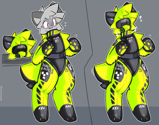 anthro digitigrade full_body_suit gas_mask grey_background hazard_symbol male mask radiation_symbol simple_background solo symbol text rezevenix canid canine mammal absurd_res english_text hi_res