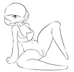 breasts butt butt_from_the_front chest_spike female genitals looking_at_viewer navel pussy raised_leg solo spikes spikes_(anatomy) marbearis nintendo pokemon gardevoir generation_3_pokemon humanoid pokemon_(species) 2017 black_and_white hi_res monochrome