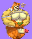 abs anthro balls big_muscles brown_body brown_fur erection eyebrows fur genitals huge_muscles male muscular muscular_anthro muscular_male nipples pecs penis solo thick_eyebrows demondragoncyan animal_crossing nintendo teddy_(animal_crossing) bear mammal absurd_res hi_res