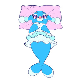 3_fingers blue_body blue_skin blue_tail eyelashes featureless_crotch female feral fingers head_on_pillow looking_at_viewer lying makeup on_back pillow pink_nose pink_pillow simple_background smile solo tail text white_background white_body white_skin sharalythesheep nintendo pokemon aquatic brionne generation_7_pokemon mammal pinniped pokemon_(species) seal 1:1 2025 absurd_res artist_name digital_media_(artwork) hi_res